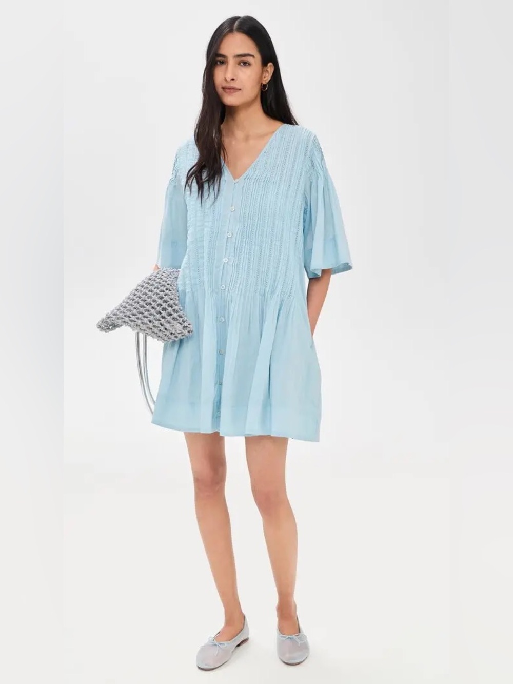 Sea Alberte Solid Powder Blue Mini Dress Women’s Medium New with tags